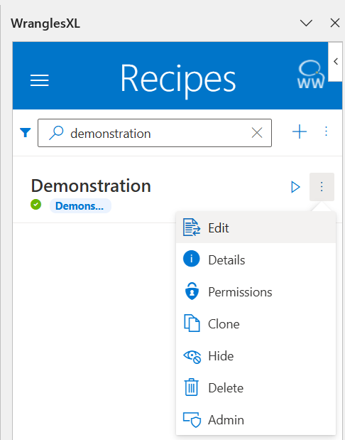 Editing a recipe